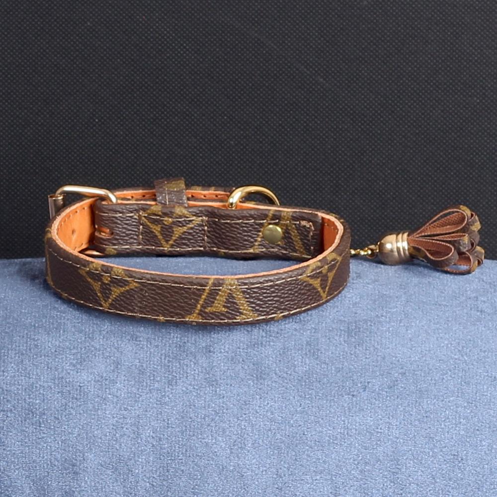 10/24 Handmade Limited Edition Halsband from vintage Louis Vuitton bag - Size 35 - DogitaNL