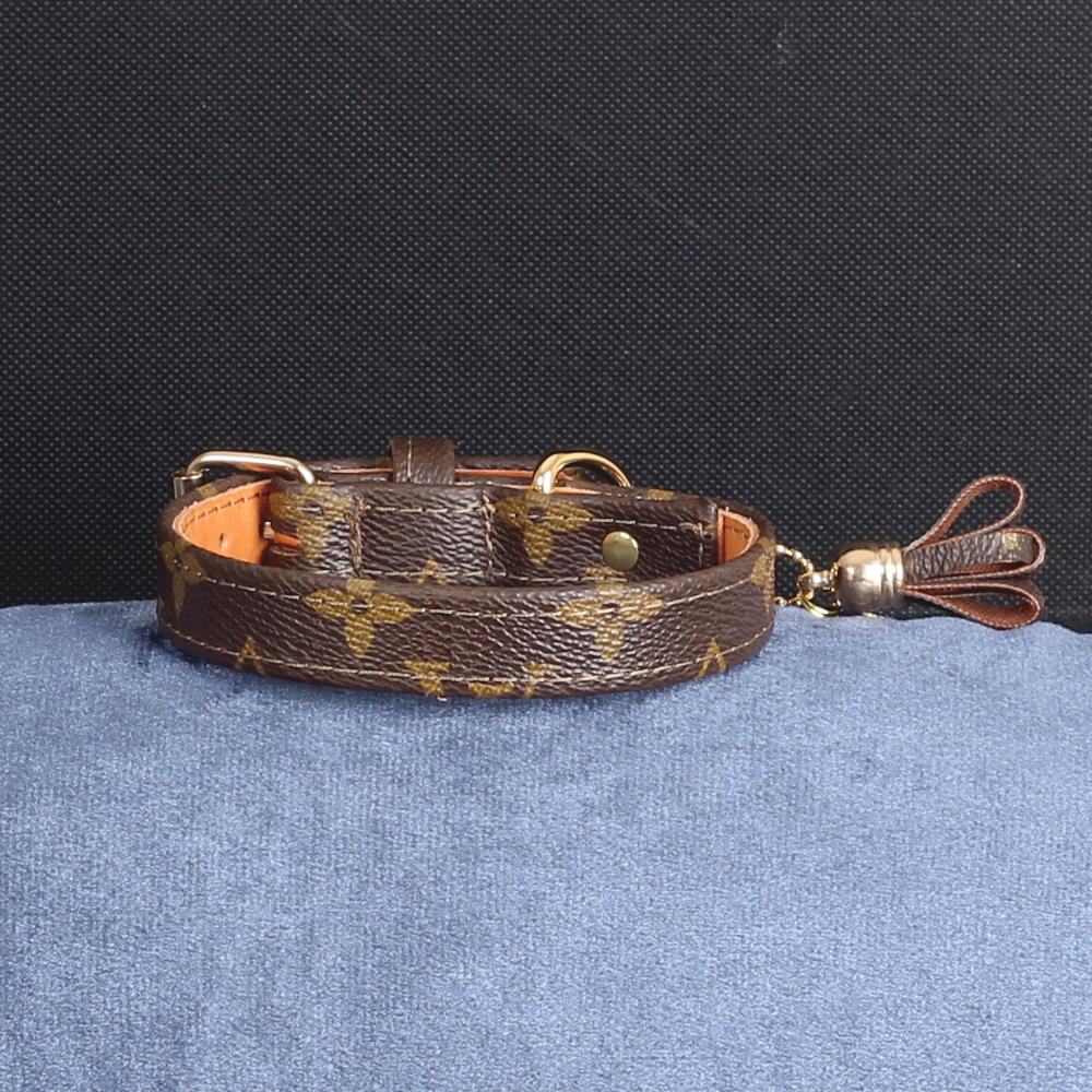 11/24 Handmade Limited Edition Halsband from vintage Louis Vuitton bag - Size 35 - DogitaNL