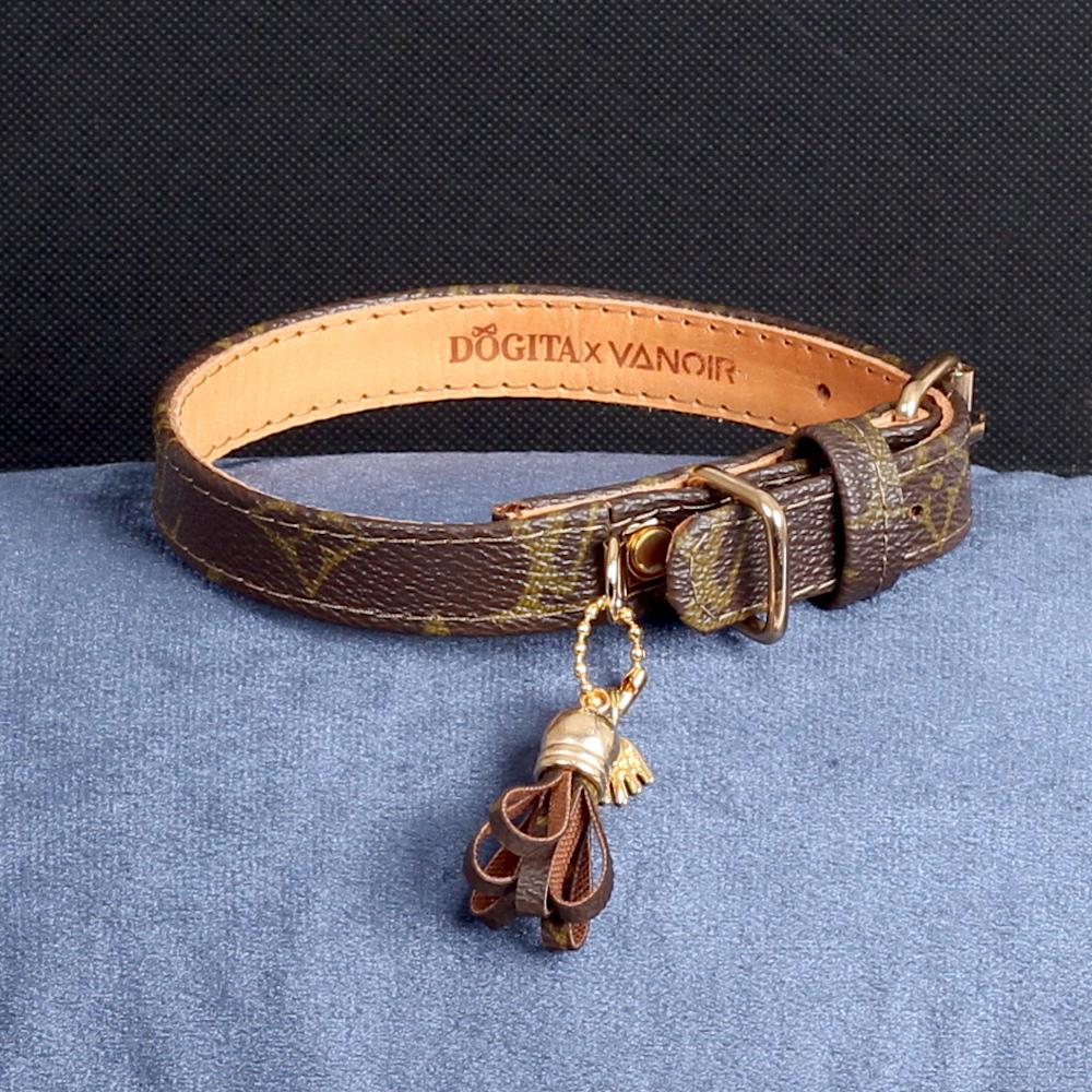 15/24 Handmade Limited Edition Halsband from vintage Louis Vuitton bag - Size 40 - DogitaNL