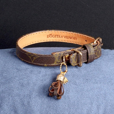15/24 Handmade Limited Edition Halsband from vintage Louis Vuitton bag - Size 40 - DogitaNL