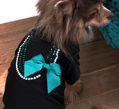 Luxe hondenjurk in Zwart Turquoise Inamorada
