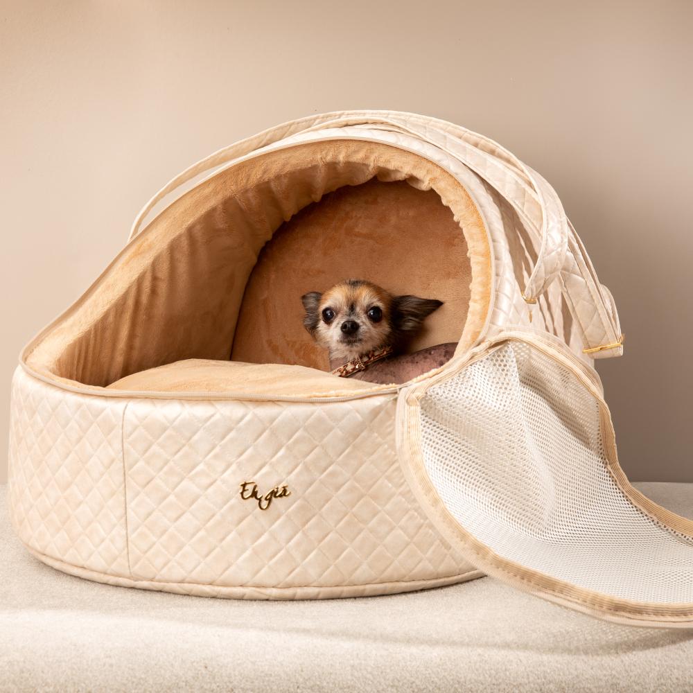 Luxe Autozit voor honden in Cream White - Eh Gia