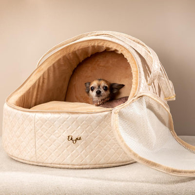 Luxe Autozit voor honden in Cream White - Eh Gia