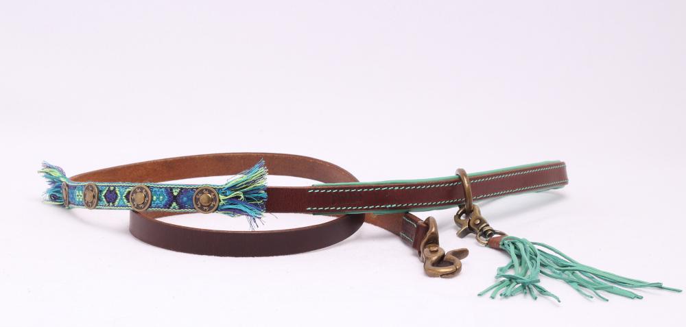 Boho Riem in Leer Blauw - Dog With a Mission