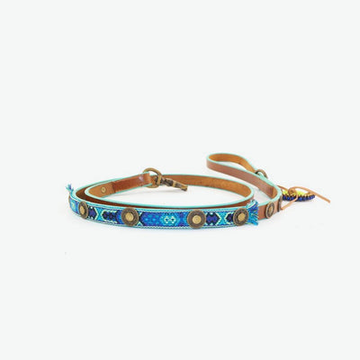 Boho Riem in Leer Blauw - Dog With a Mission