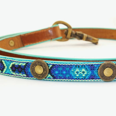 Boho Riem in Leer Blauw - Dog With a Mission