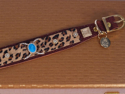 Born to be Wild Halsband in Leopard Turquoise - DogitaNL