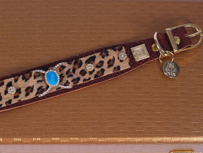 Born to be Wild Halsband in Leopard Turquoise - DogitaNL