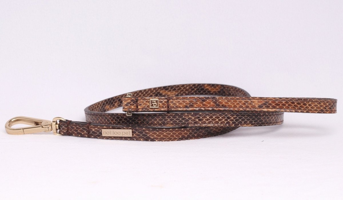 City Riem in Leer Leopard met Licht Goud - Not Too Pet