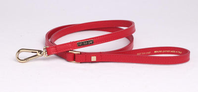 City Riem in Leer Lipstick Rood met Licht Goud - Not Too Pet