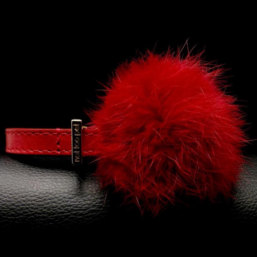 Fluffy Halsband in Leer Lipstick Rood - Not Too Pet