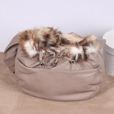 MBB Taupe Tas in Leopard Furry - Mon Bonbon Milano