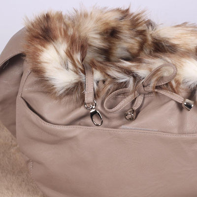 MBB Taupe Tas in Leopard Furry - Mon Bonbon Milano