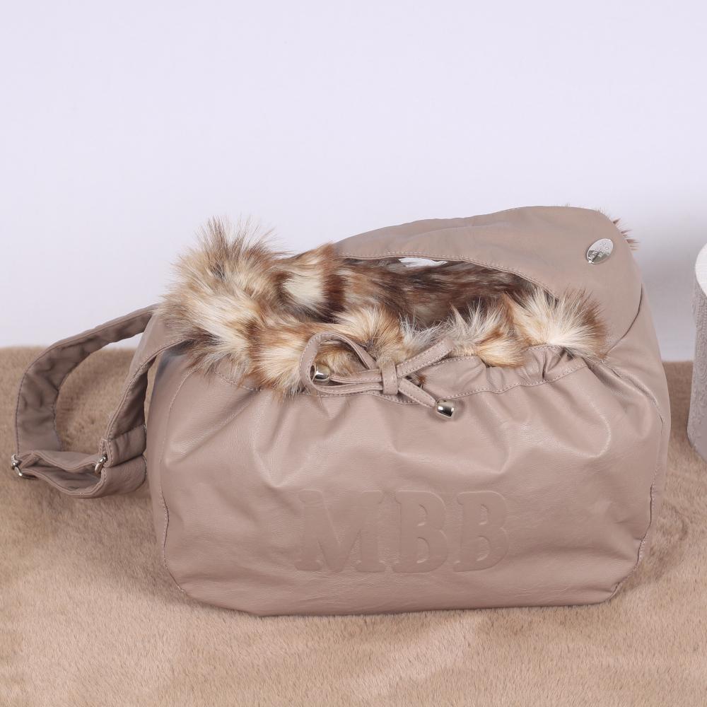 MBB Taupe Tas in Leopard Furry - Mon Bonbon Milano