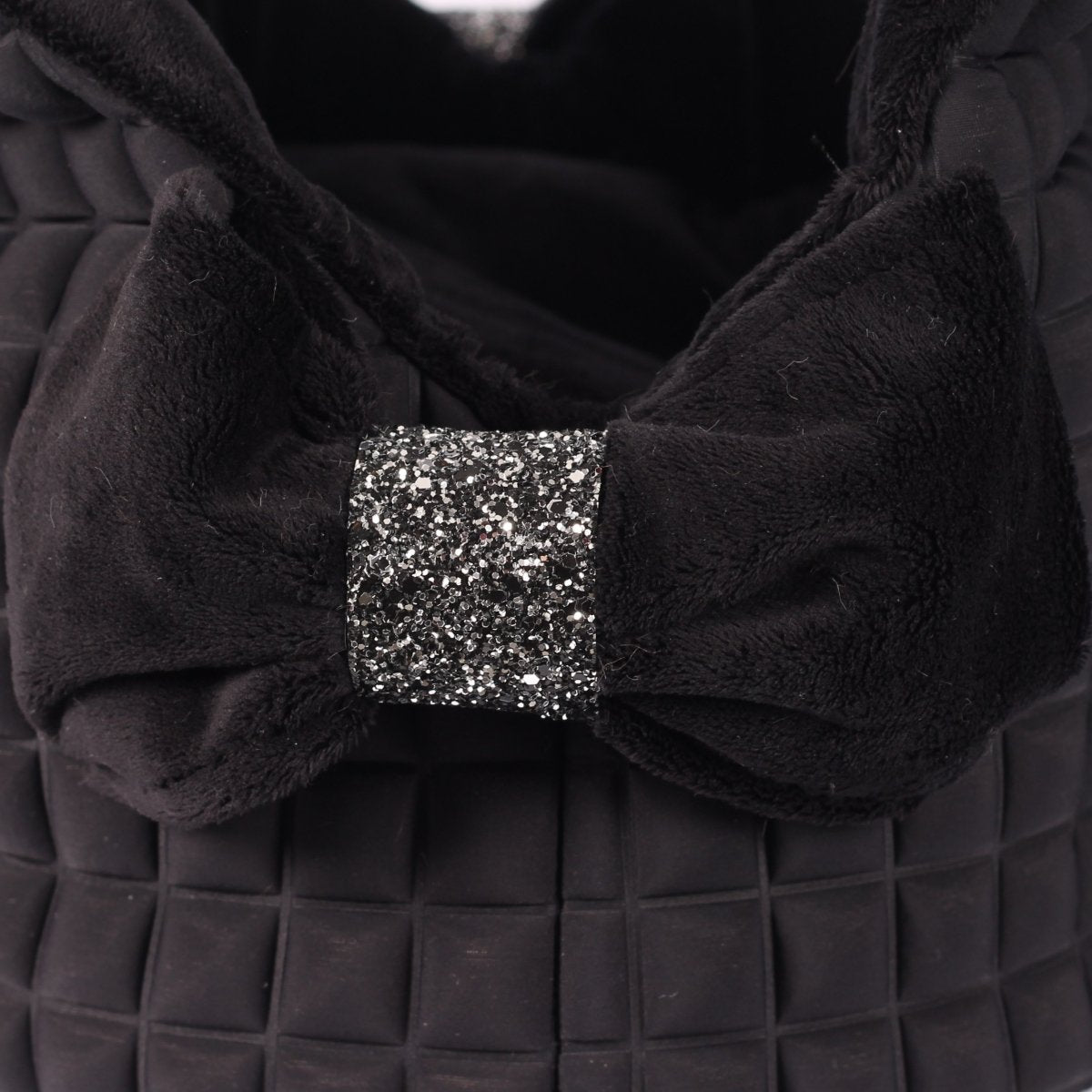 Soft Glitter Bow Tas in Zwart - Eh Gia