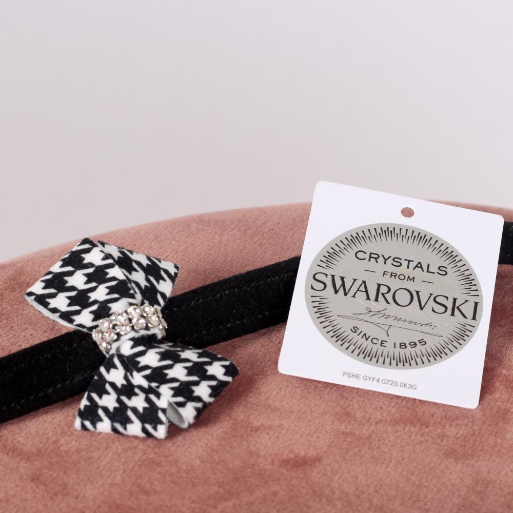Zwart Wit Checked Bow Swarovski Riem - Susan Lanci Designs